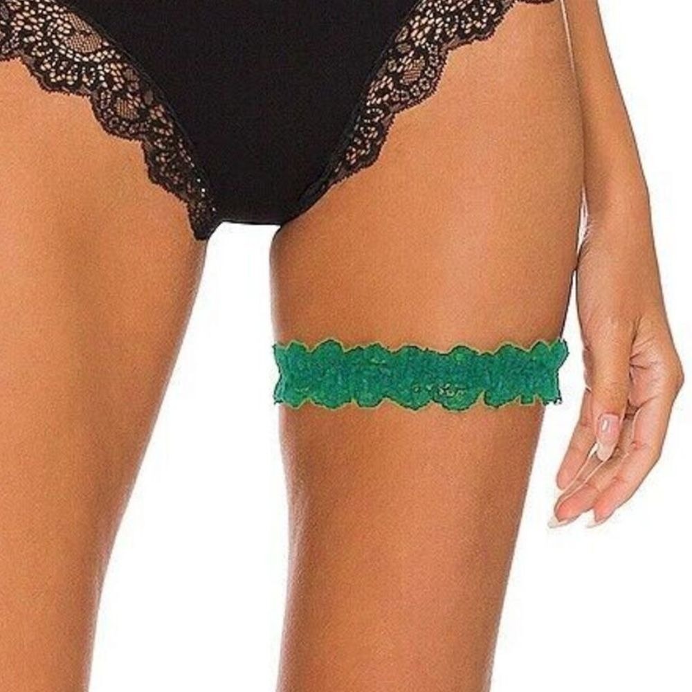 FREE PEOPLE x WE ARE HAH One & Done Garter Headband Scrunchie Emerald Green NEW